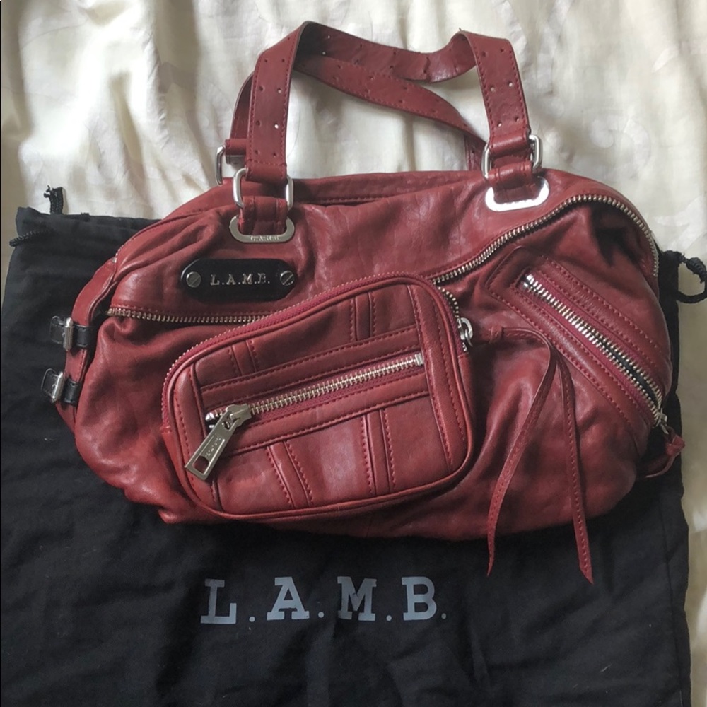 L.A.M.B. Red leather shoulder purse